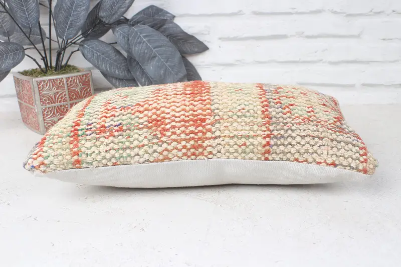 Tribal Pillow Sham, Throw Kilim Pillow, Turkish Kilim Pillow, 8x16 Red Cushion Cover, Cushion Cover, Natural Pillow Sham, Gift Pillow - 5