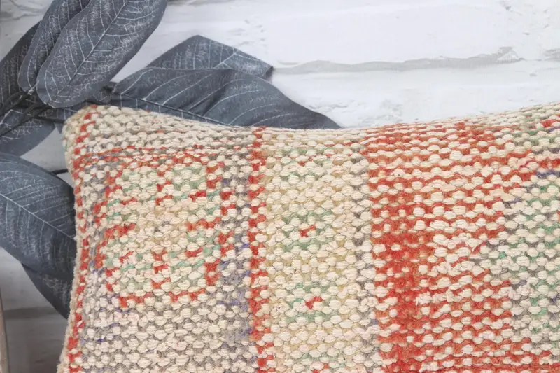 Tribal Pillow Sham, Throw Kilim Pillow, Turkish Kilim Pillow, 8x16 Red Cushion Cover, Cushion Cover, Natural Pillow Sham, Gift Pillow - 2