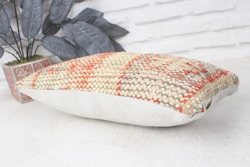 Tribal Pillow Sham, Throw Kilim Pillow, Turkish Kilim Pillow, 8x16 Red Cushion Cover, Cushion Cover, Natural Pillow Sham, Gift Pillow - 6