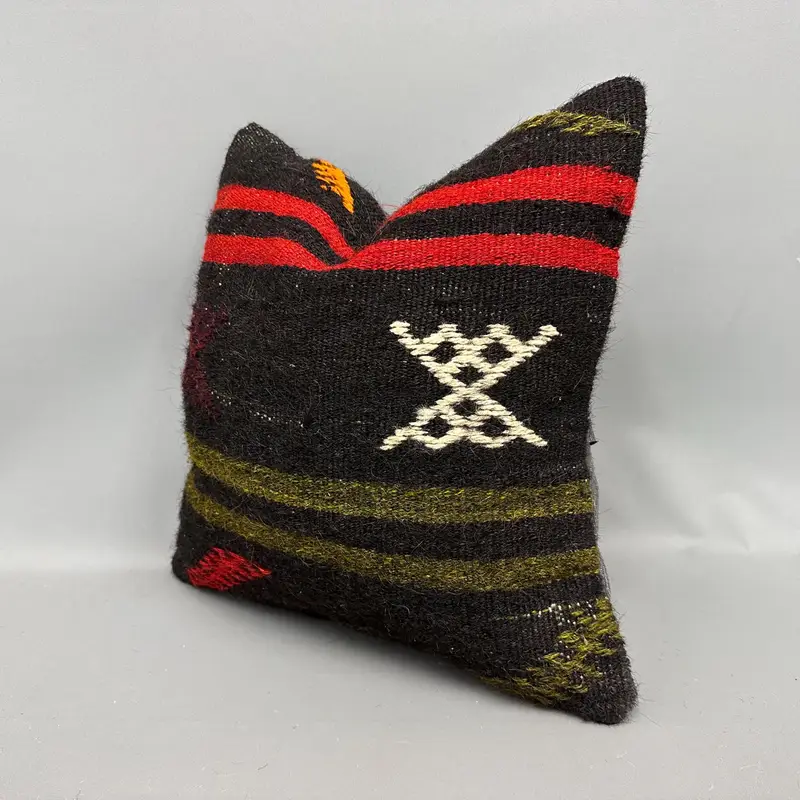 Antique Pillows, Pillow Case, Hippie Throw Cushion Case, Kilim Pillow Cover, Vintage Kilim Pillow, Retro Pillow Cover, 18x18 Red Pillow Case - 3