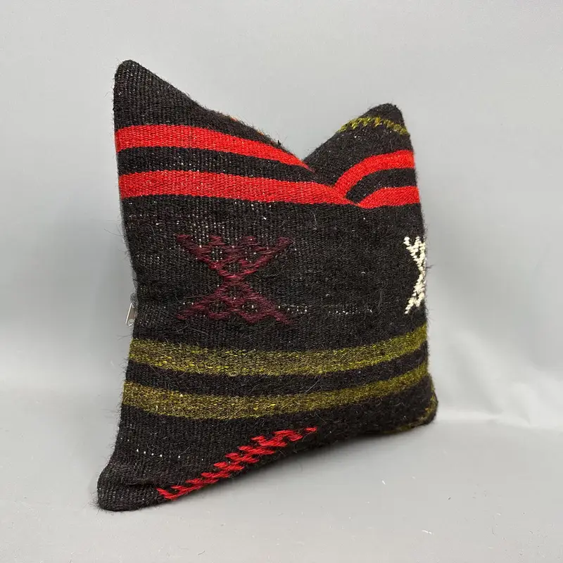 Antique Pillows, Pillow Case, Hippie Throw Cushion Case, Kilim Pillow Cover, Vintage Kilim Pillow, Retro Pillow Cover, 18x18 Red Pillow Case - 2