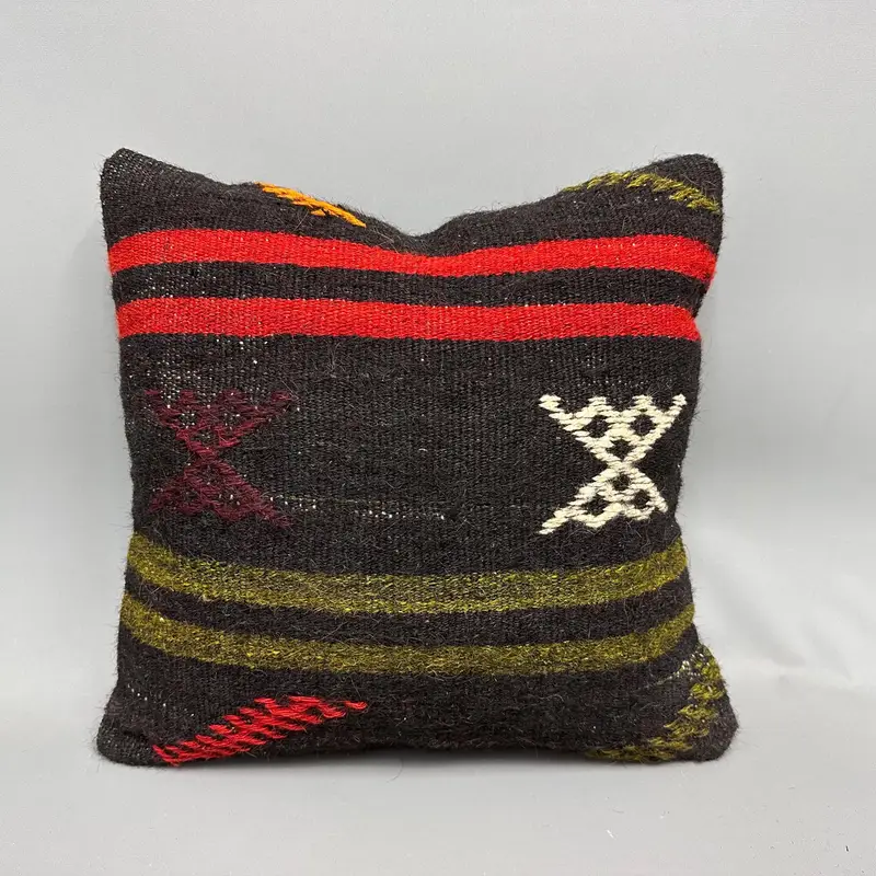 Antique Pillows, Pillow Case, Hippie Throw Cushion Case, Kilim Pillow Cover, Vintage Kilim Pillow, Retro Pillow Cover, 18x18 Red Pillow Case - 4