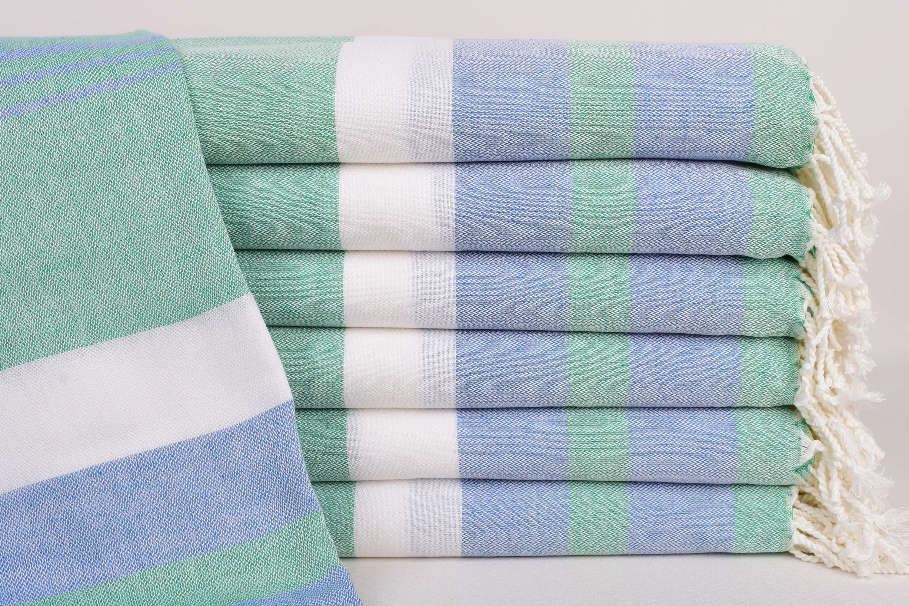 Personalized Organic Cotton Bath Towel Blue Stripes, 70x40 Inches - 1