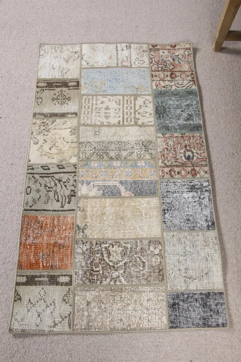 Zarif Bej Halı, 2,3x4 ft Katı Kahverengi Desenli