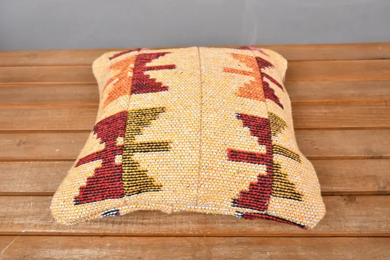 12x12 Yellow Cushion Cover, Outdoor Throw Pillow Sham, Cushion Case, Office Chair Pillow, Kilim Cushion Sham, Gift Pillow, Handmade Kilim Cushion - 5