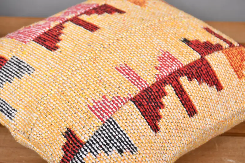 12x12 Yellow Cushion Cover, Outdoor Throw Pillow Sham, Cushion Case, Office Chair Pillow, Kilim Cushion Sham, Gift Pillow, Handmade Kilim Cushion - 3