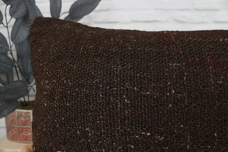 Natural Pillow Sham, Vintage Kilim Pillow, Turkish Pillow, Pillow Sham, Bolster Throw Pillow Case, 12x48 Brown Cushion Cover, Handmade Kilim Cushion - 5