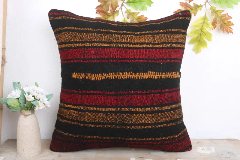 Pillow Case, 18x18 Red Cushion Cover, Sofa Cushion Case, Gift Pillow, Personalized Gift Pillow Cushion, Kilim Cushion Sham, Home Decor Pillow - 2