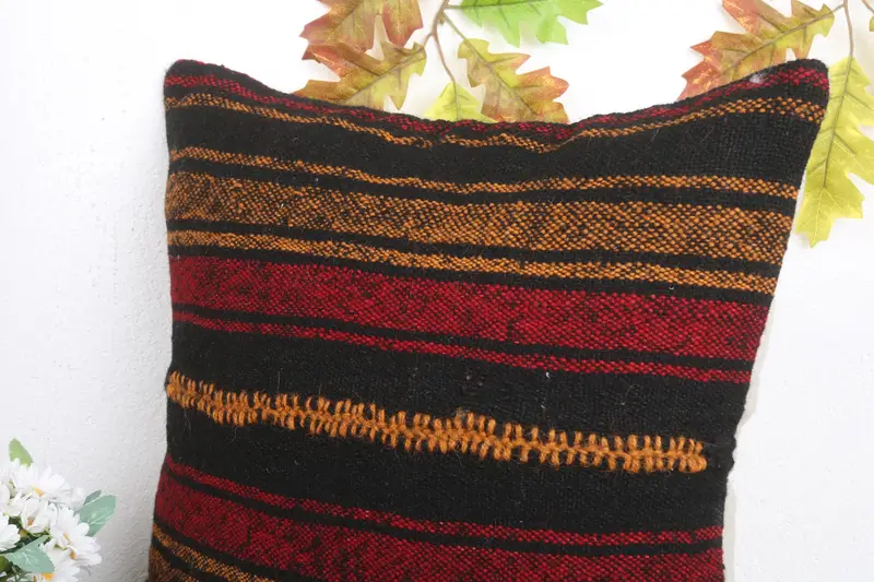 Pillow Case, 18x18 Red Cushion Cover, Sofa Cushion Case, Gift Pillow, Personalized Gift Pillow Cushion, Kilim Cushion Sham, Home Decor Pillow - 5