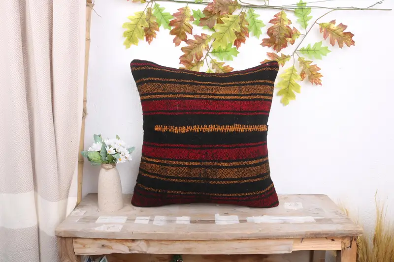 Pillow Case, 18x18 Red Cushion Cover, Sofa Cushion Case, Gift Pillow, Personalized Gift Pillow Cushion, Kilim Cushion Sham, Home Decor Pillow - 1