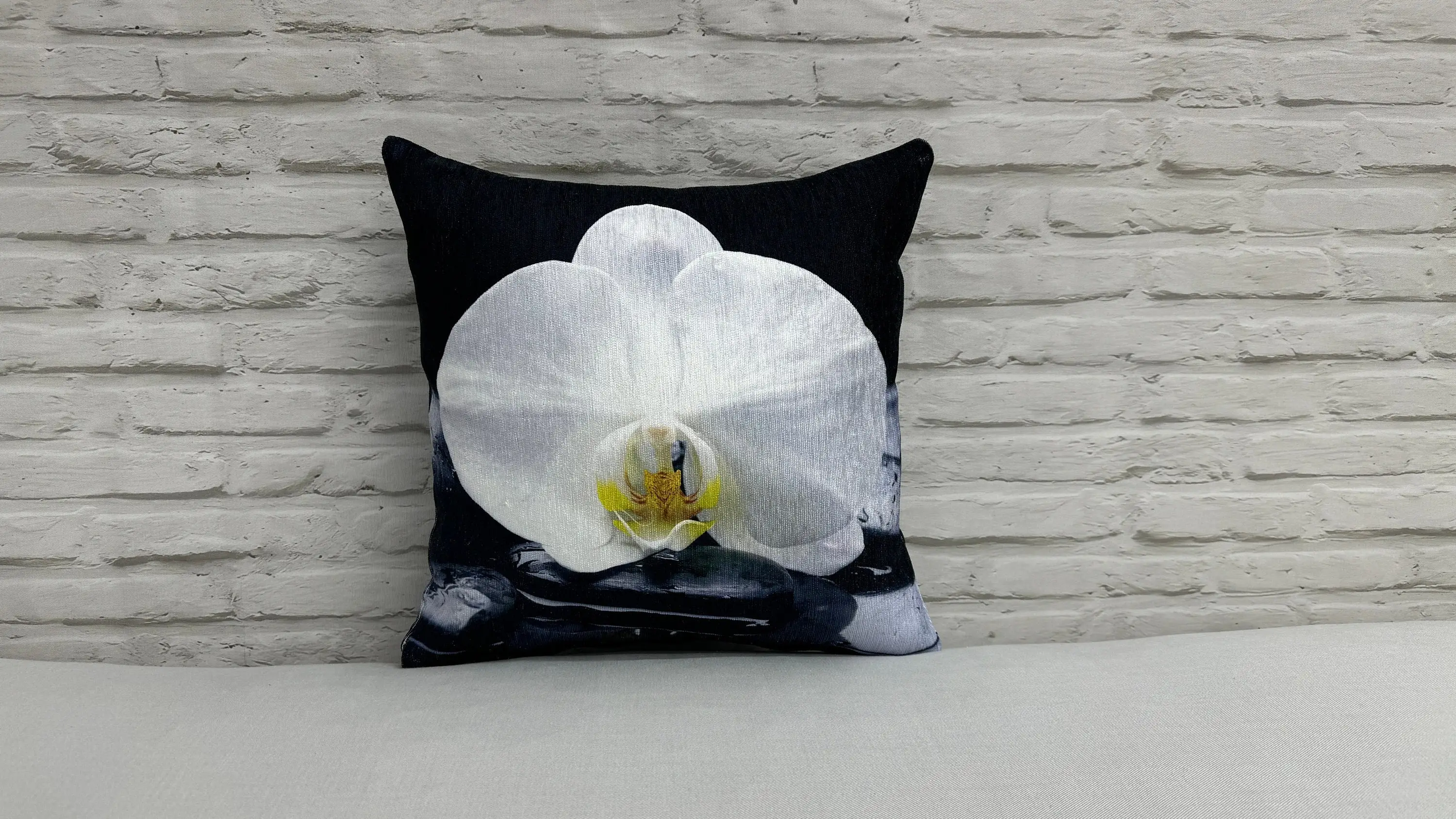 Orchid Spa Stones Printed Pillow - Orchid Lover Gift - 1
