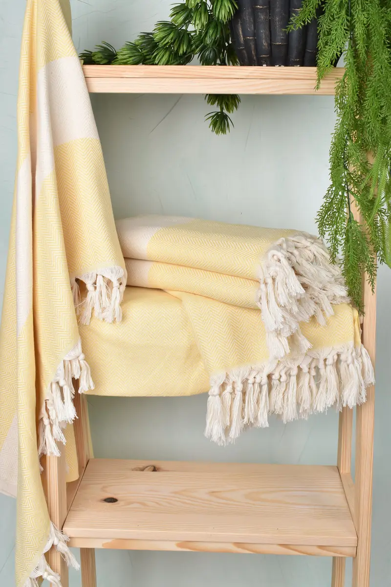 Organic Beach Towel, Luxury towel, Best Beach Towel, Baby Boy Gift, Bath towel, Eco-Friendly Turkish Towel, 70x40 Cotton Herringbone Towel - 1