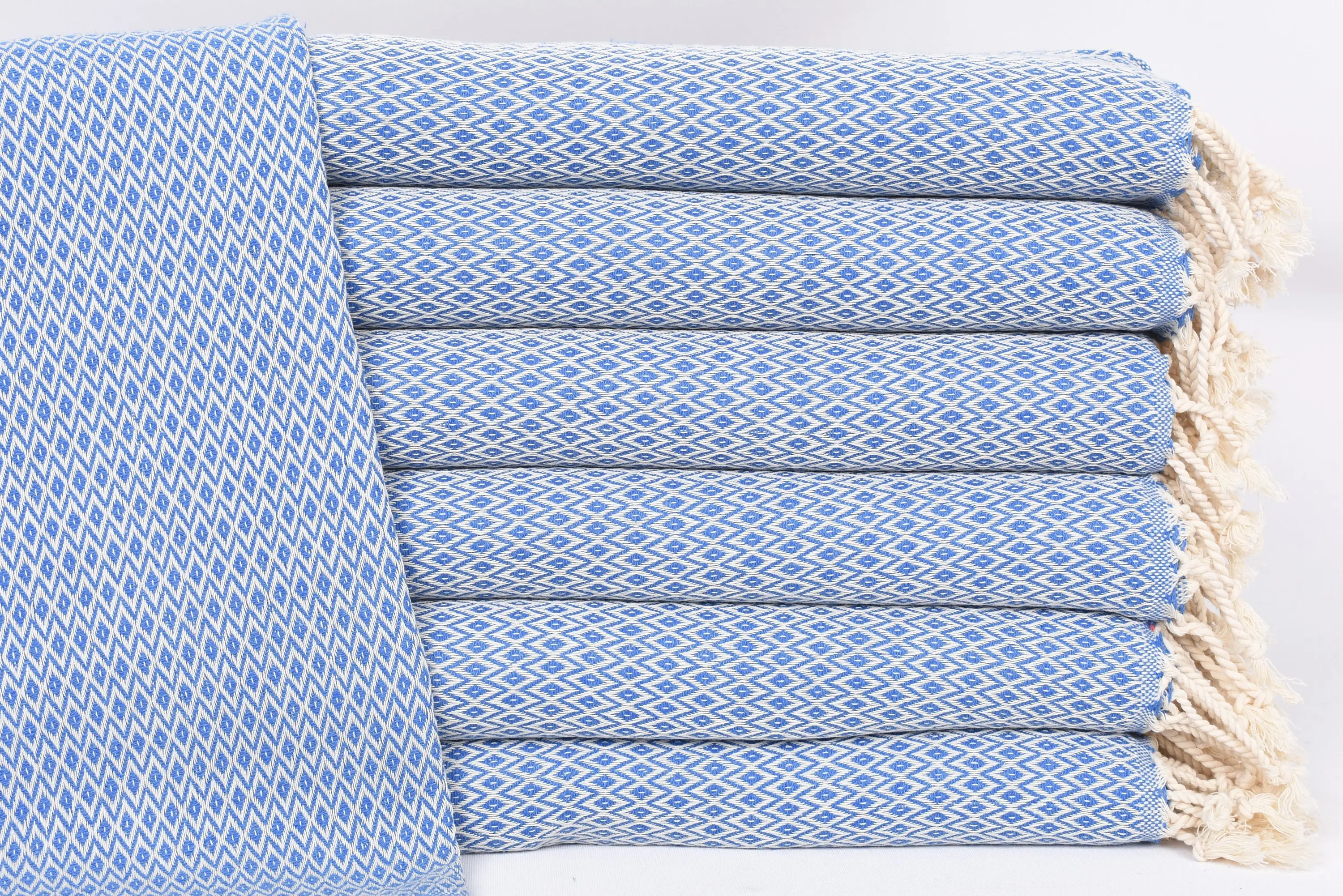Petrol Blue Diamond Dish Towel Organic Cotton, 40x20 Inches - 1