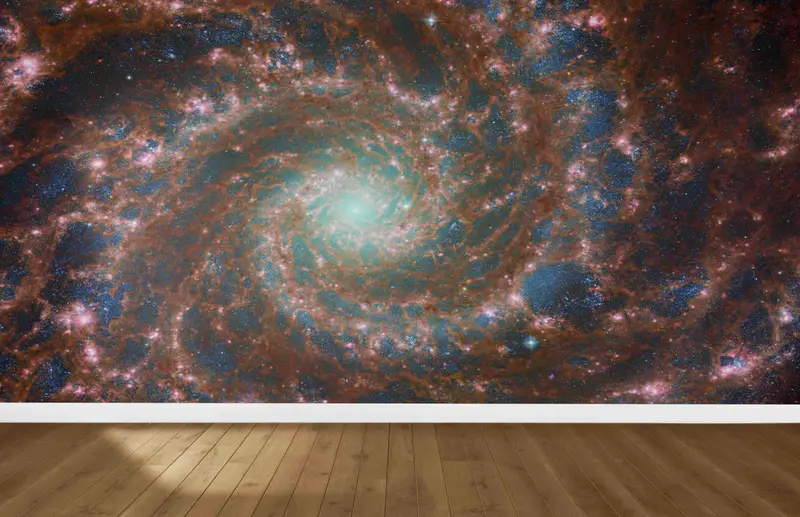 Bedruckte Tapete „Phantom Galaxy Space View“: Trendiges kosmisches Dekor