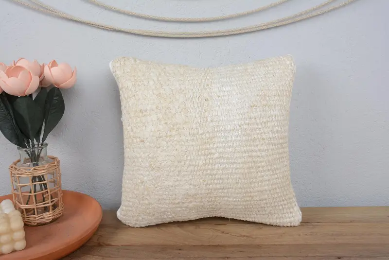 Pillow Cover, 14x14 White Pillow Sham, Designer Throw Cushion Case, Interior Designer Pillow, Ethnical Kilim Rug Pillow, Kilim Pillow Cover - 2