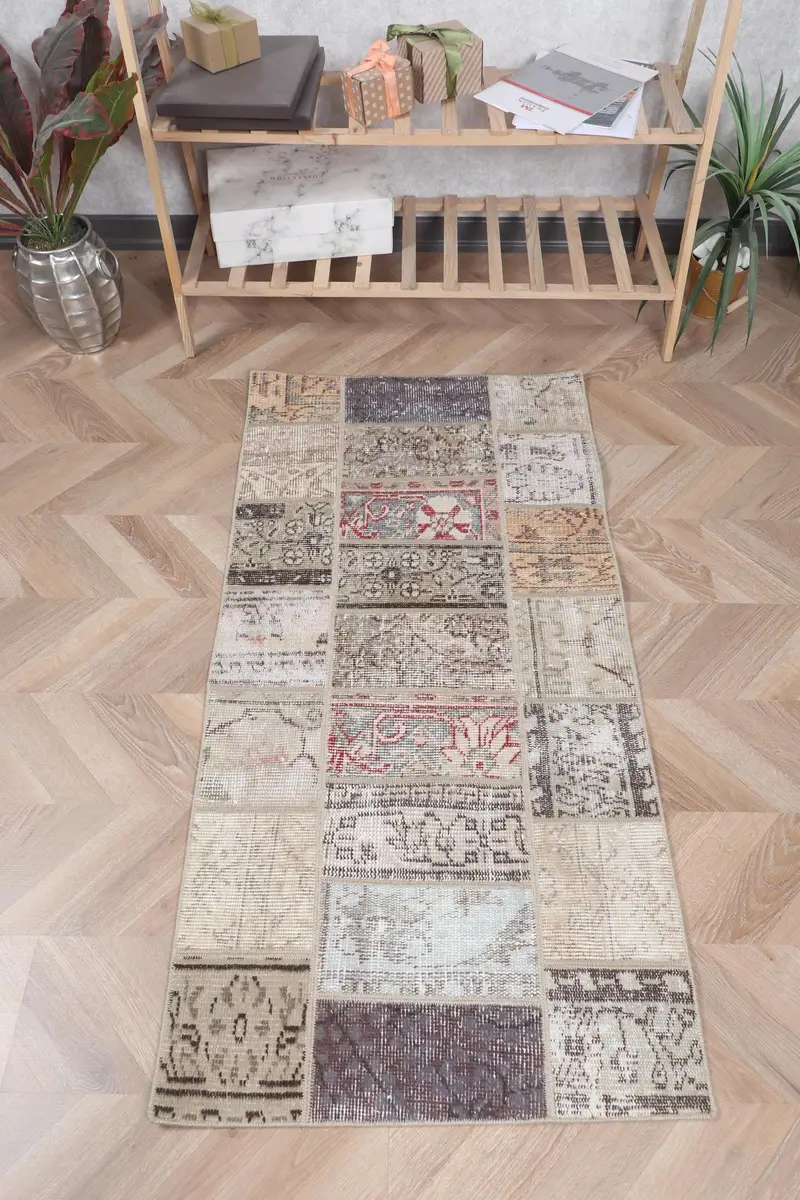 Beige & Brown Rug, 2.2x4.5 ft Solid Comfort