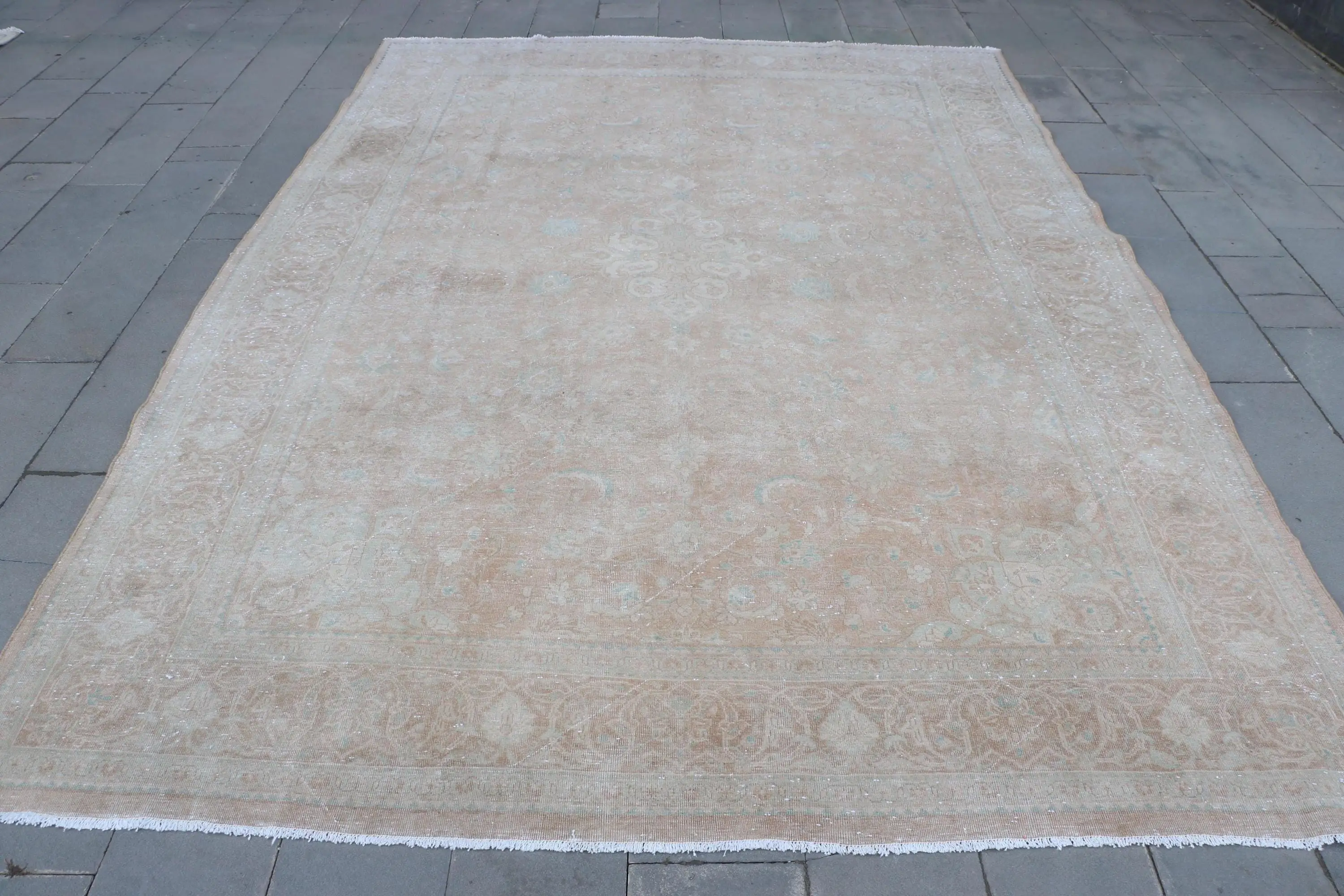 9,3x13,2 ft Teppich, türkischer Vintage Teppich, beige Orientteppich - 1