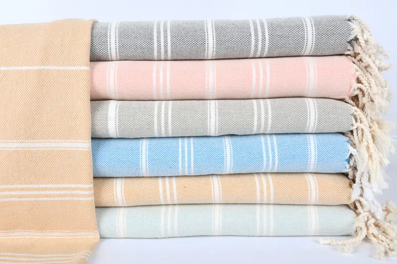 トルコタオル、24x36インチ オーガニックコットンハンドタオル、ビーチタオル、ベージュ - 1