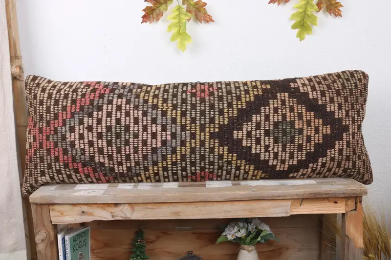 Turkish Rugs Cushion, 12x36 Beige Pillow Cover, Kilim Cushion Sham, Southwestern Cushion, Boho Pillow Sham Cover, Vintage Pillow, Pillow Case - 2