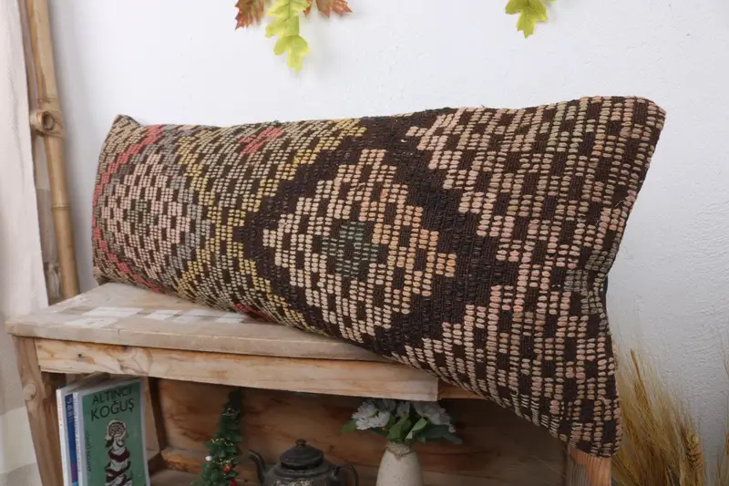 Turkish Rugs Cushion, 12x36 Beige Pillow Cover, Kilim Cushion Sham, Southwestern Cushion, Boho Pillow Sham Cover, Vintage Pillow, Pillow Case - 4