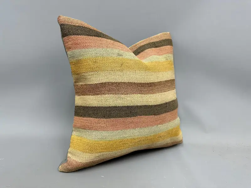 20x20 Beige Pillow Cover, Pillow Sham, Authentic Cushion Case, Floor Cushion, Boho Pillow, Turkish Pillow, Boho Pillow Sham Cover, Bed Cushion - 2