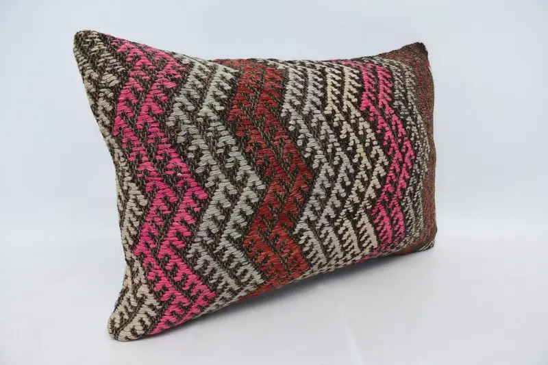 Turkish Kilim Pillow, Vintage Pillow, Vintage Kilim Pillow Cushion Cover, Pillow Case, Handmade Throw Pillow Case, Turkish Pillow, 16x24 Red Pillow - 3