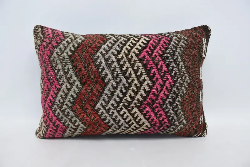 Turkish Kilim Pillow, Vintage Pillow, Vintage Kilim Pillow Cushion Cover, Pillow Case, Handmade Throw Pillow Case, Turkish Pillow, 16x24 Red Pillow - 1