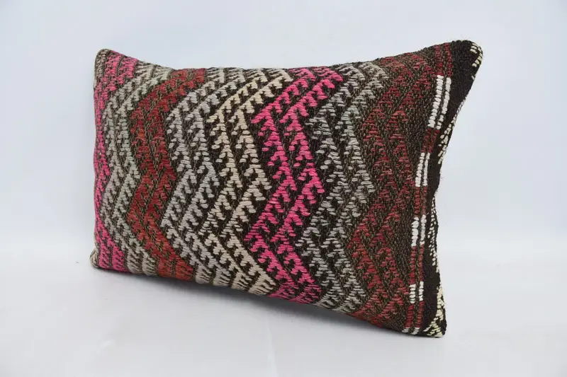 Turkish Kilim Pillow, Vintage Pillow, Vintage Kilim Pillow Cushion Cover, Pillow Case, Handmade Throw Pillow Case, Turkish Pillow, 16x24 Red Pillow - 4