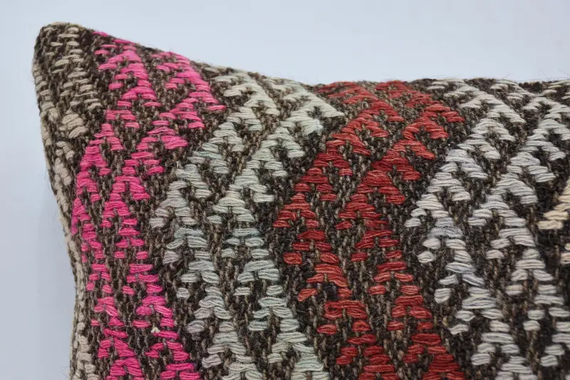 Turkish Kilim Pillow, Vintage Pillow, Vintage Kilim Pillow Cushion Cover, Pillow Case, Handmade Throw Pillow Case, Turkish Pillow, 16x24 Red Pillow - 2