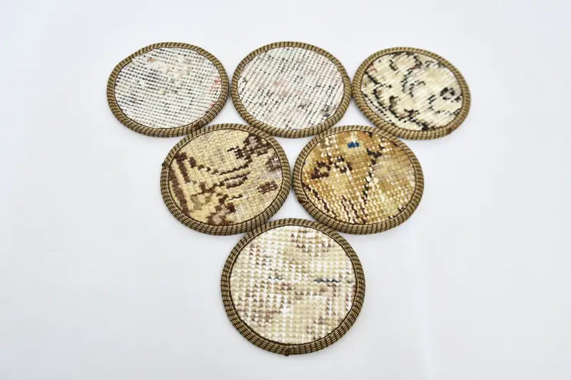 Elegant Beige & Bronze Coasters, Premium Circle Pad Coasters