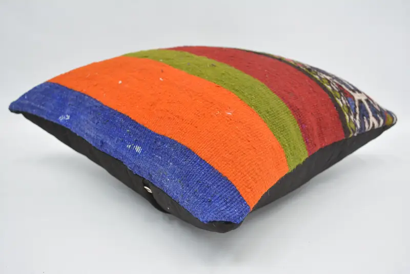 Cushion, Pillow for Sofa, Patio Pillow, Throw Kilim Pillow, Sustainable Cushion Cover, Handmade Kilim Cushion, 14x14 Red Pillow Sham - 6