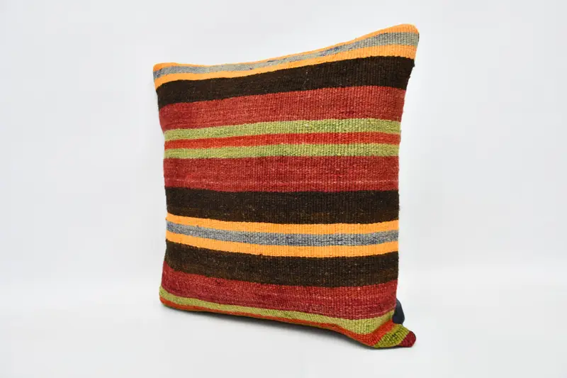 Cushion Cover, Boho Pillow, Shabby Chic Pillow Sham, Pillow for Sofa, Accent Pillow, Vintage Kilim Pillow, 20x20 Red Pillow Sham - 4