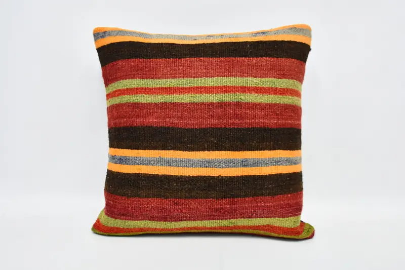 Cushion Cover, Boho Pillow, Shabby Chic Pillow Sham, Pillow for Sofa, Accent Pillow, Vintage Kilim Pillow, 20x20 Red Pillow Sham - 1