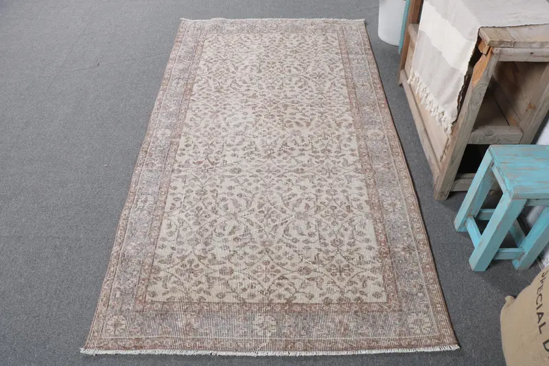 Alfombra ombré beige de 3,4x6,4 pies, elegante acento beige y marrón