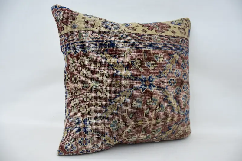 Ethnical Kilim Rug Pillow, Outdoor Throw Cushion, 24x24 Red Pillow, Pillow for Sofa, Traditional Pillow, Throw Kilim Pillow, Pillow Sham - 2