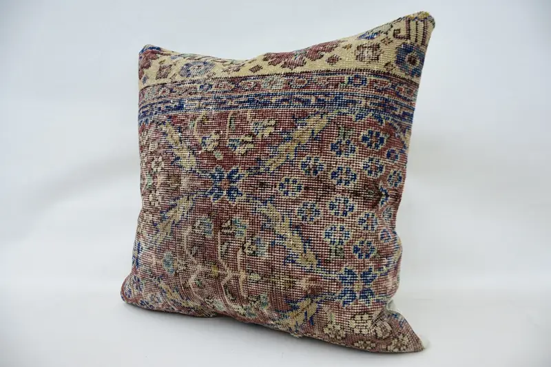 Ethnical Kilim Rug Pillow, Outdoor Throw Cushion, 24x24 Red Pillow, Pillow for Sofa, Traditional Pillow, Throw Kilim Pillow, Pillow Sham - 5