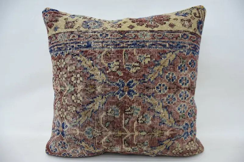 Ethnical Kilim Rug Pillow, Outdoor Throw Cushion, 24x24 Red Pillow, Pillow for Sofa, Traditional Pillow, Throw Kilim Pillow, Pillow Sham - 4
