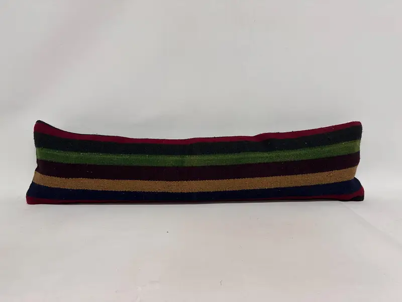 12x48 Green Cushion Cover, Pillow for Sofa, Pillow Case, Rustic Pillow, Boho Pillow Sham Cover, Sustainable Pillow, Kilim Pillow - 1