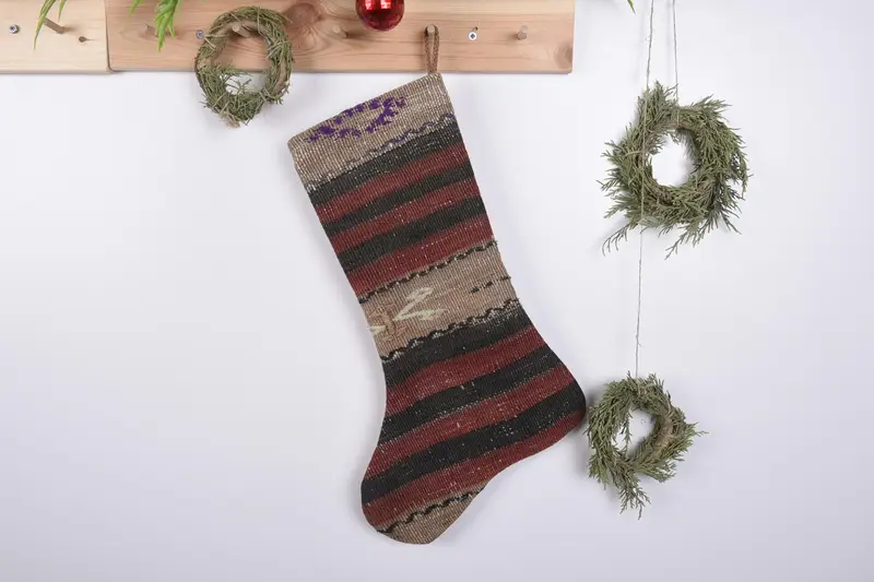 19-Inch Christmas Ornaments Pattern Stocking, Cozy Holiday Charm Christmas Stocking