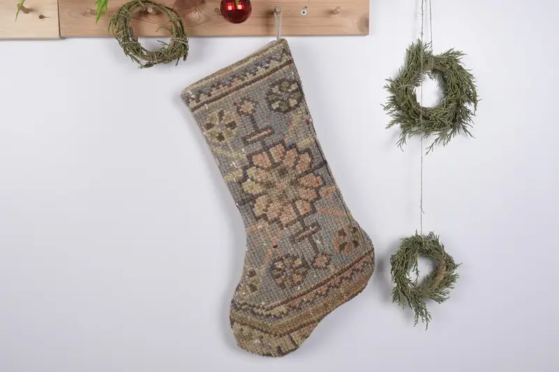 Media navideña festiva Kilim, media estampada con adornos