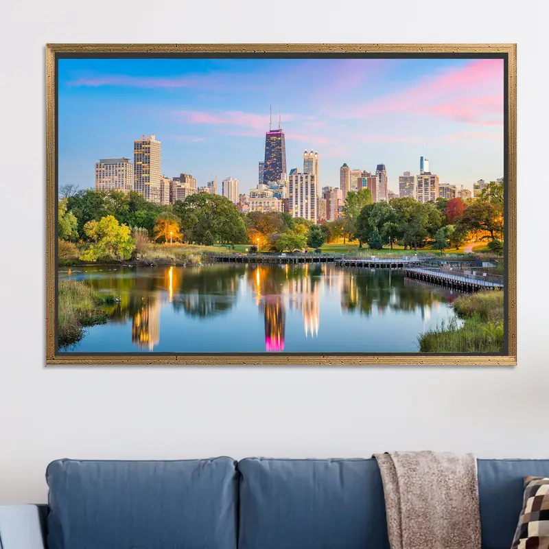 エレガントな都市景観キャンバス: モダンオフィスアートプリント