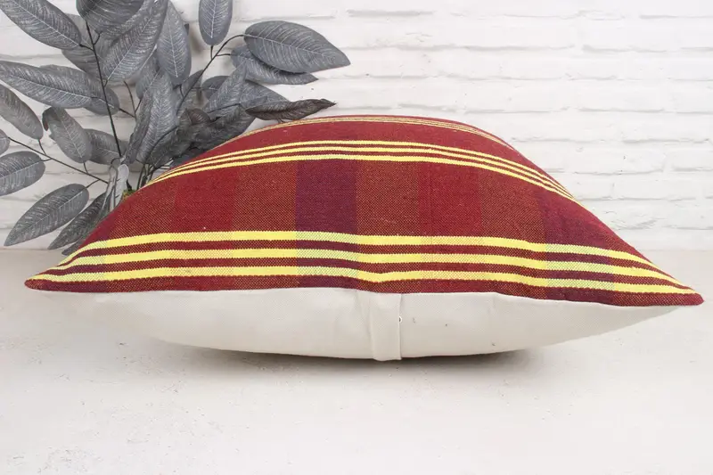 24x24 Red Pillow Case, Turkish Rugs Cushion Case, Pillow Case, Vintage Kilim Pillow, Pillow for Couch, Ethnical Kilim Rug Pillow - 5