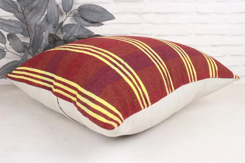 24x24 Red Pillow Case, Turkish Rugs Cushion Case, Pillow Case, Vintage Kilim Pillow, Pillow for Couch, Ethnical Kilim Rug Pillow - 6