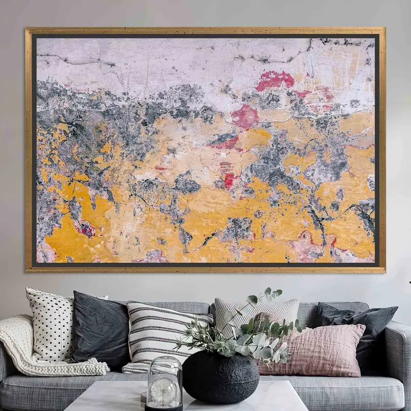 ヴィンテージ石膏抽象キャンバス: ロフト風アート プリント