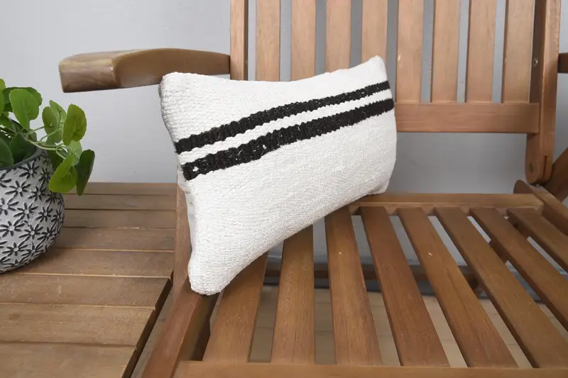 Vintage Pillow, Handmade Kilim Cushion, Cushion Cover, 8x16 White Cushion Cover, Pillow for Couch - 2