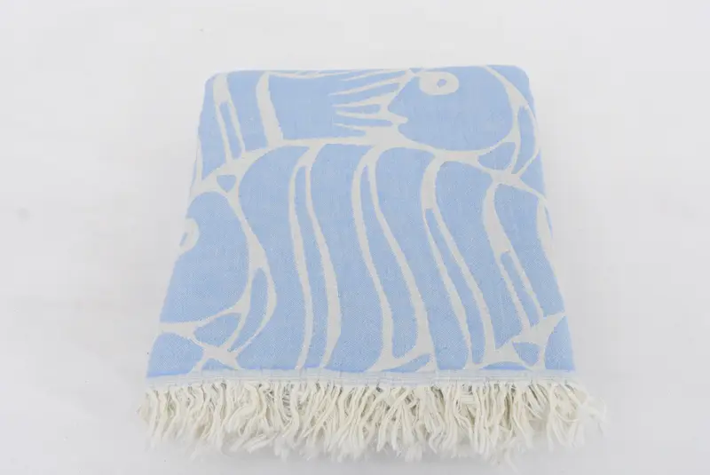 King Size Bedspread, Boho Throw Blankets, Custom Wedding Gifts, Beach Wedding Favor, Decorative Blanket, 70x60 Cotton Fish Design Towel - 5