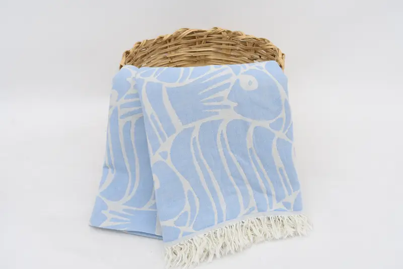 King Size Bedspread, Boho Throw Blankets, Custom Wedding Gifts, Beach Wedding Favor, Decorative Blanket, 70x60 Cotton Fish Design Towel - 7