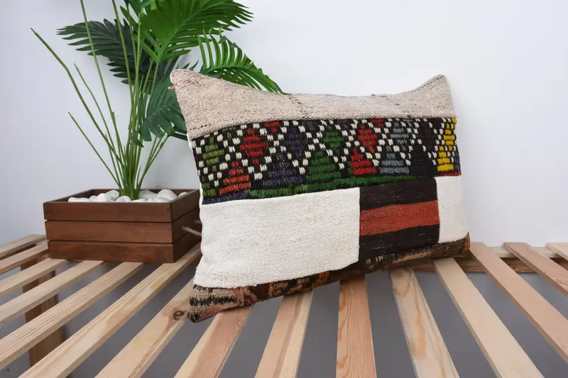 Tribal Pillow Cover, Pillow for Sofa, Pillow Sham, 16x24 Red Cushion Case, Decorative Bolster Pillow Sham, Boho Pillow, Interior Designer Pillow - 4