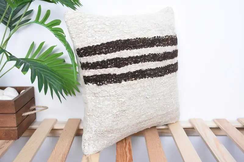 Sofa Bolster Pillow Case, Pillow Case, Gift Pillow, Pillow for Sofa, Ethnical Kilim Rug Pillow, 16x16 White Cushion, Retro Pillow Case - 4