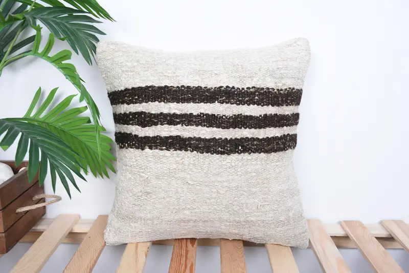 Sofa Bolster Pillow Case, Pillow Case, Gift Pillow, Pillow for Sofa, Ethnical Kilim Rug Pillow, 16x16 White Cushion, Retro Pillow Case - 1